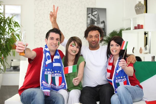 Italian football supporters at home — Stock Photo, Image