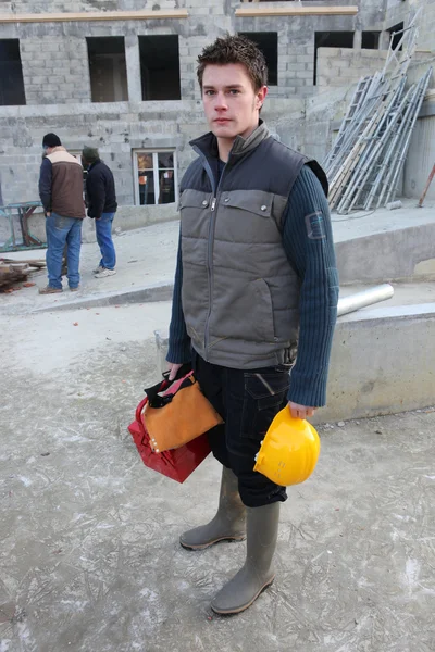 Trabalhador da construção no local — Fotografia de Stock