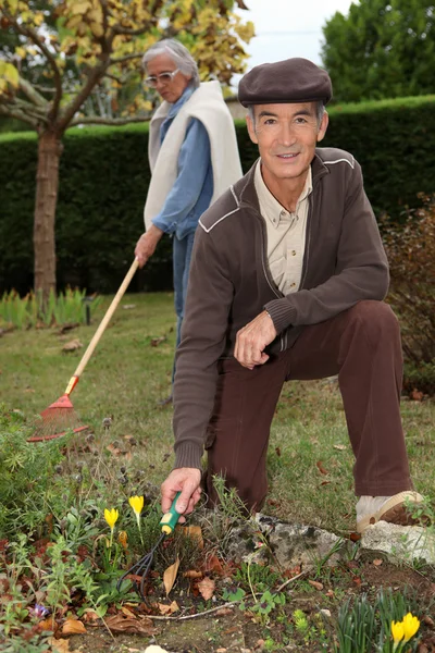 Gartenarbeit der Großeltern — Stockfoto