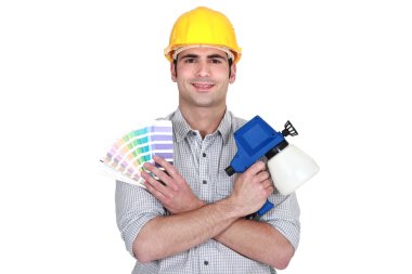 Painter with color samples clipart