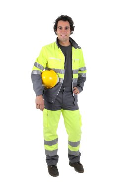 Man wearing a high visibility suit clipart