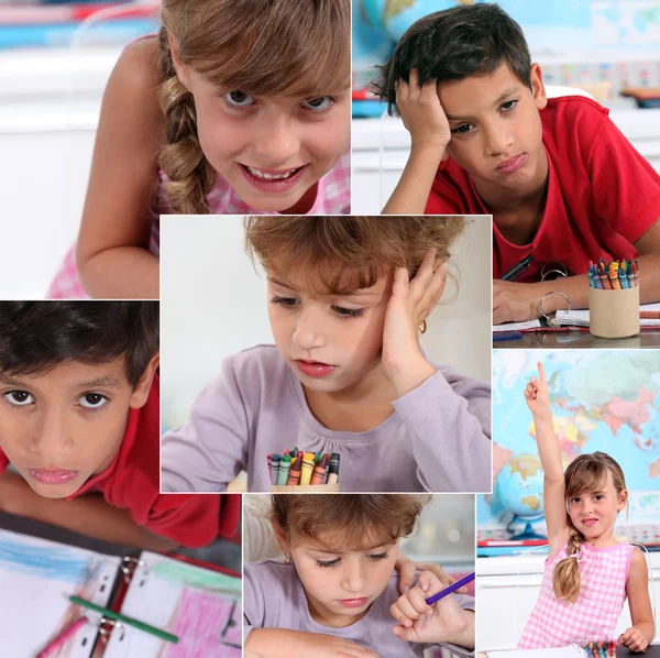 教室における児童のコラージュ — ストック写真