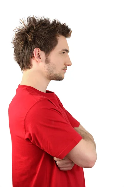 Profile view of man stood with arms crossed — Stock Photo, Image