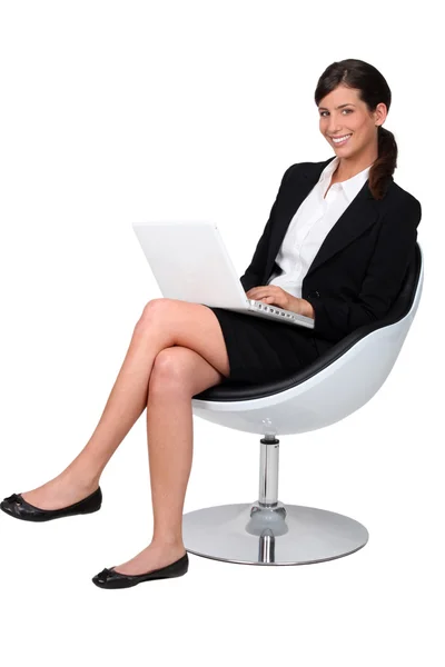 Confident businesswoman with notebook — Stock Photo, Image