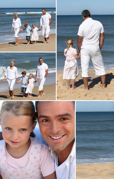 Collage of family at the ocean — Stock Photo, Image