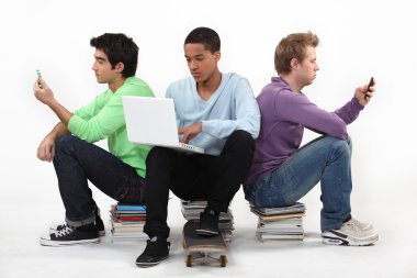 Teenagers sat together clipart