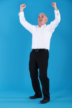 Mature man overjoyed clipart