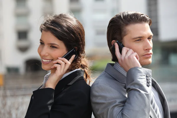 stock image Business partners taking on the cell