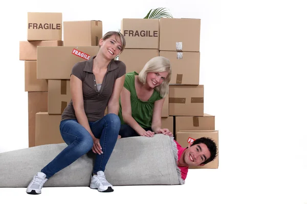 Happy friends moving — Stock Photo, Image