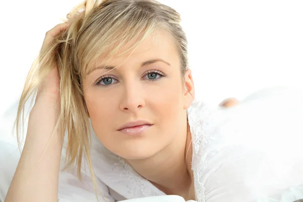 Stock image Blonde woman in bathrobe