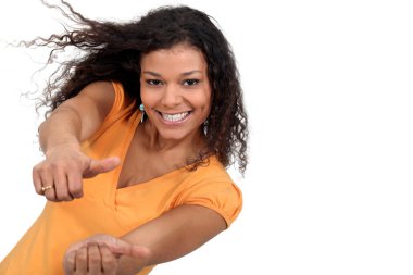 A black woman with both thumbs up. clipart