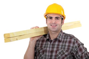 Builder with timber clipart