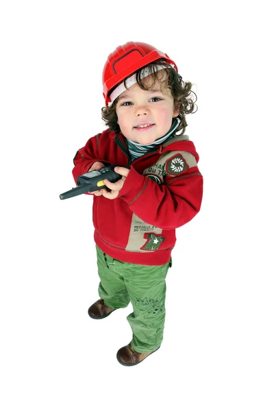 Little boy dressed as builder — Stock Photo, Image