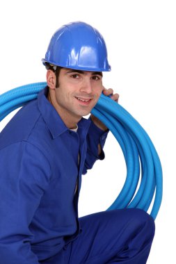 Portrait of handsome plumber clipart