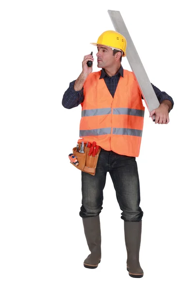 Foreman with a walkie talkie — Stock Photo, Image