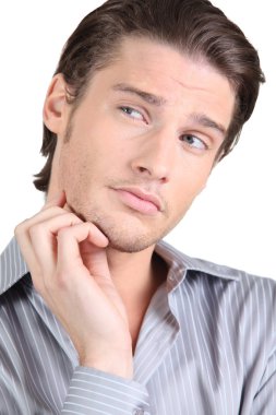 Handsome guy puzzled clipart