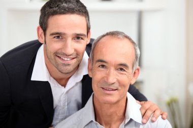 Portrait of father and son clipart