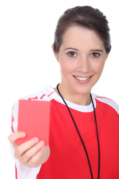 Female soccer referee — Stock Photo, Image