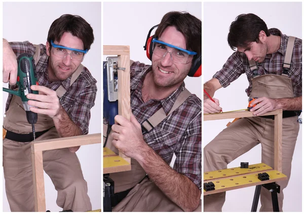 Collage of a carpenter at work — Stock Photo, Image