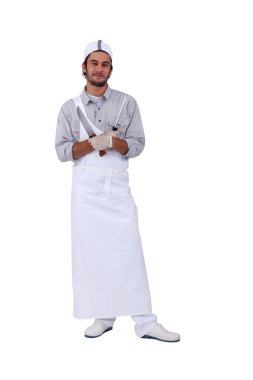 Young apprentice butcher clipart