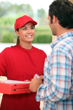 Portrait of a delivery girl clipart