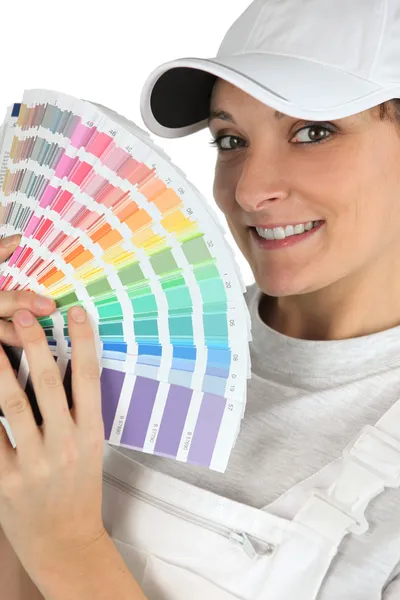Donna con un grafico a colori — Foto Stock