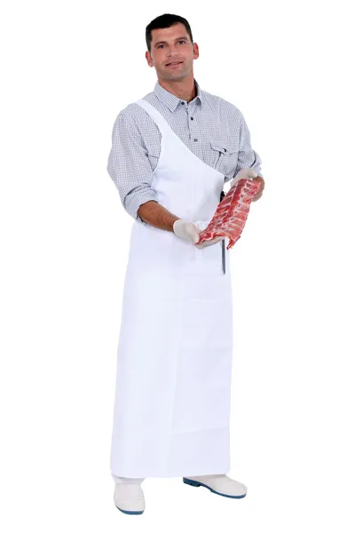 Butcher with piece of meat — Stock Photo, Image