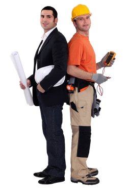 Architect and craftsman back to back clipart