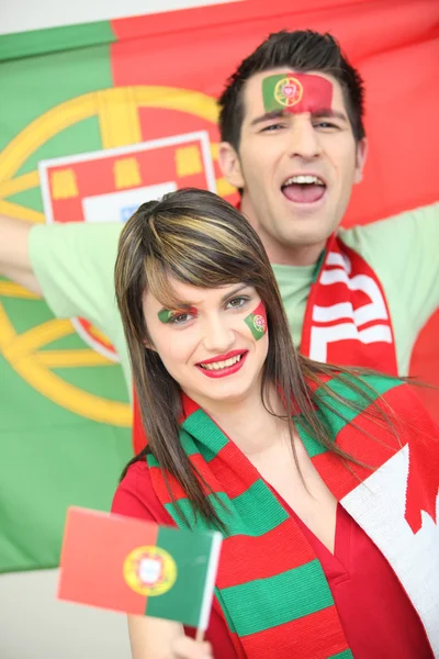 Portuguese football supporters — Stock Photo, Image