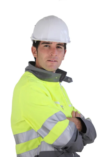 Man wearing high-visibility jacket — Stock Photo, Image