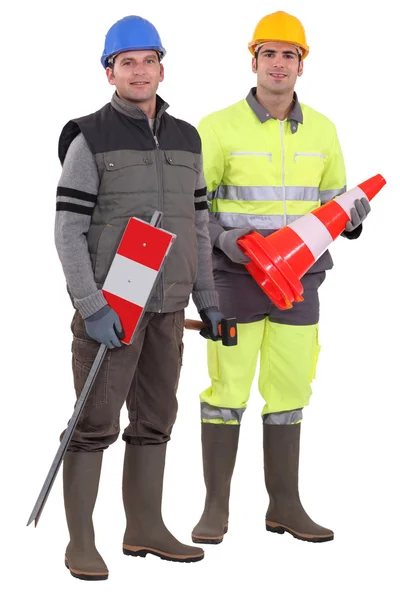 Två byggnadsarbetare — Stockfoto