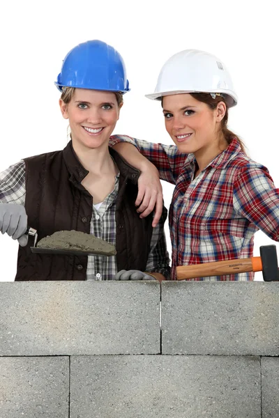 Portrait of a team of bricklayers — Stock Photo, Image