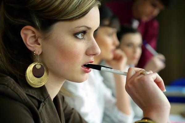 Young woman in class — Stock Photo, Image