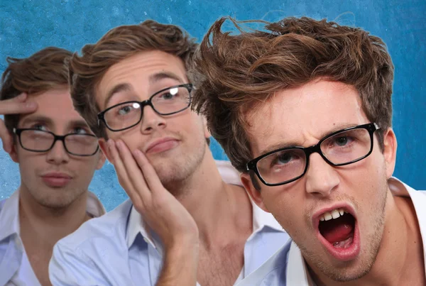 Shots of young man with glasses — Stock Photo, Image