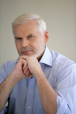 Mysterious gray haired man clipart