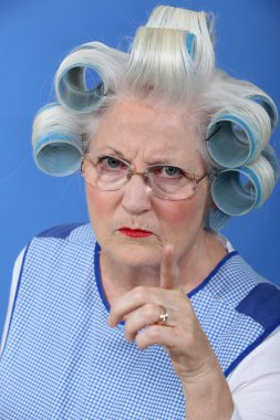 Portrait of angry grandma clipart