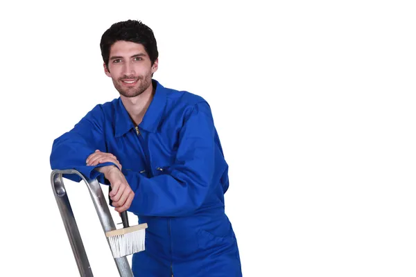 Painter on a ladder — Stock Photo, Image