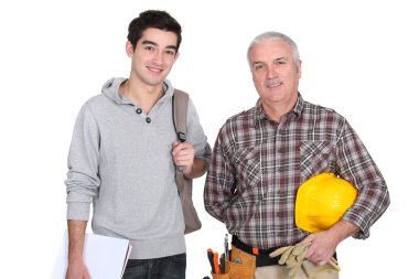 Manual worker and apprentice clipart