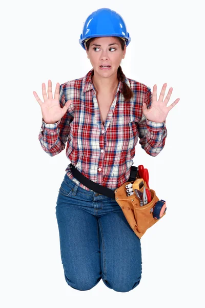 Scared female worker — Stock Photo, Image