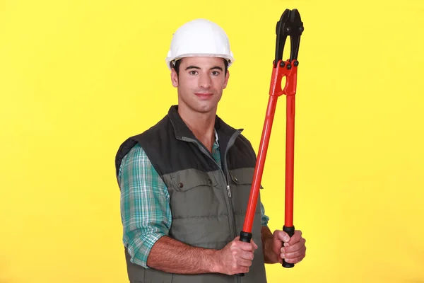 Man with boltcutters — Stock Photo, Image