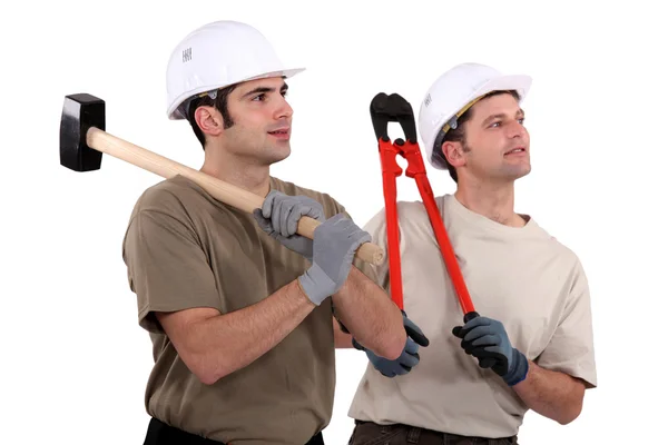 Two manual workers stood together — Stock Photo, Image