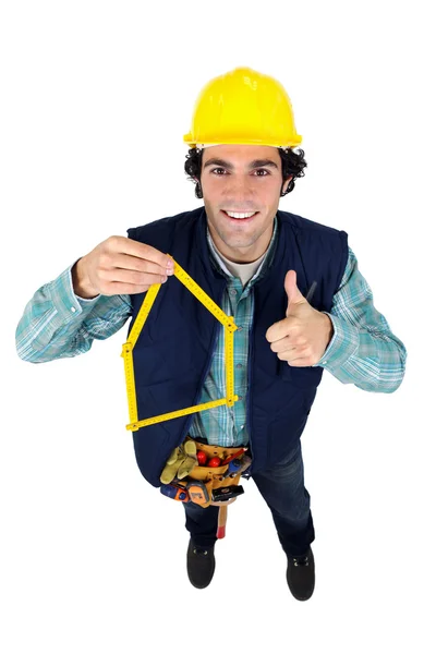 Thumbs up from a housebuilder — Stock Photo, Image