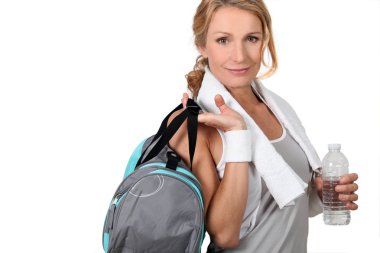 Woman with a sports bag clipart