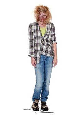 Strange woman with disheveled hair clipart