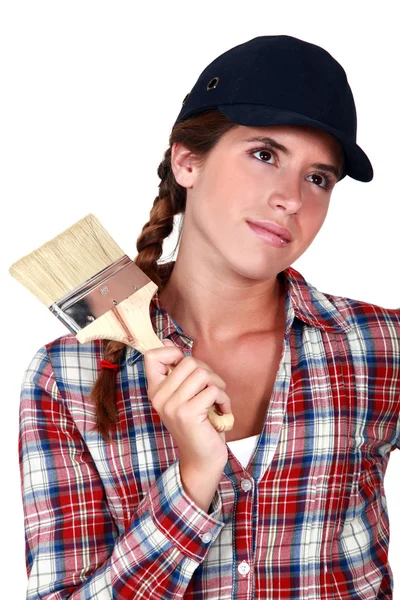Young painter with a brush — Stock Photo, Image