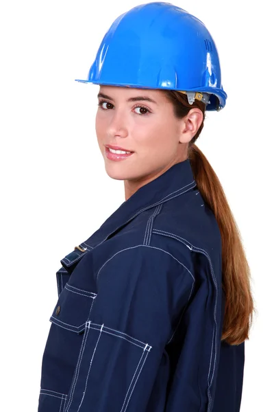 Närbild av en kvinnlig arbetare för manuell — Stockfoto