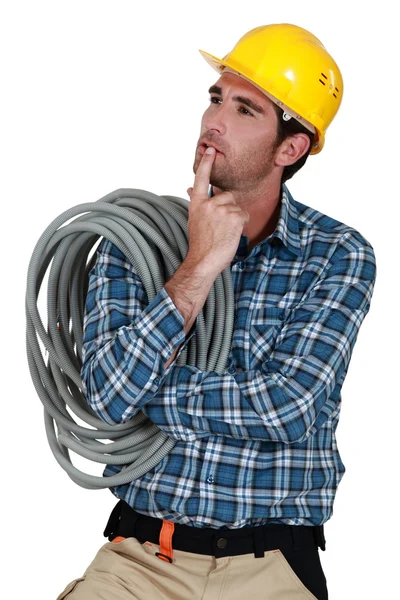 Pensive electrician — Stock Photo, Image