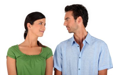 Couple making eye contact clipart