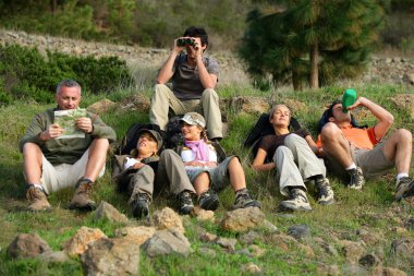 Group of hikers resting clipart