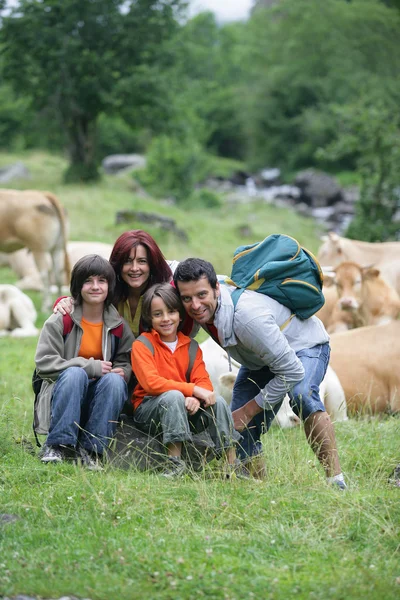 Family on a walk in the country — Stock Photo, Image